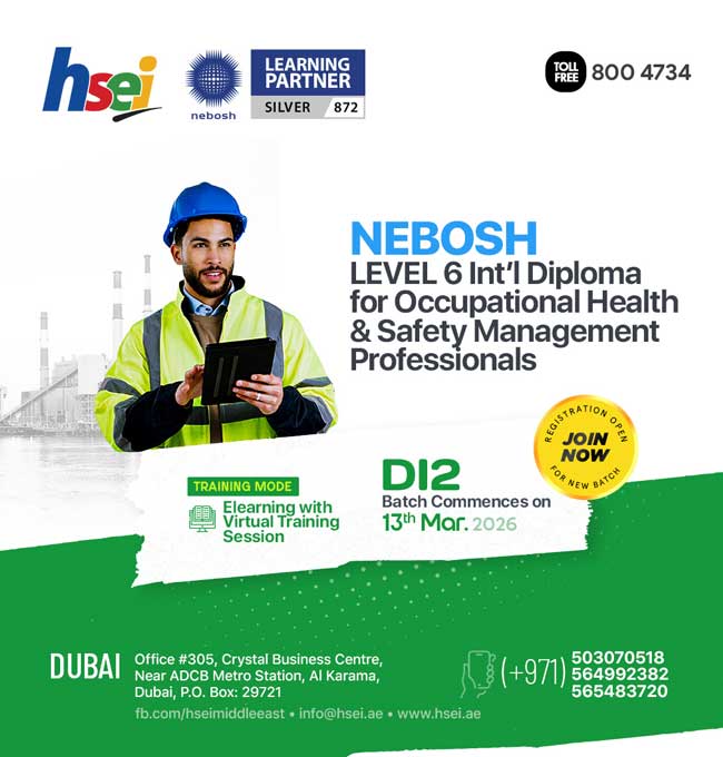 NEBOSH Level 6 Int'l Diploma for Occupational Health & Safety Management Professionals